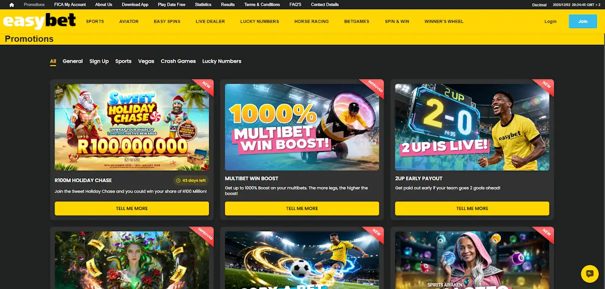 easybet Promotions Screenshot